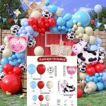 110pcs 레드 블루 농장 동물 테마 풍선 화환 아치 키트 생일 파티 용품에 적합 : 반월무역16