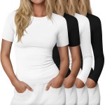 스위티위 압박 셔츠 롱/반소매 크루넥 슬림 핏 탑 기본 운동 요가 체육관 스포츠 장비 : 에프엔씨 FNC