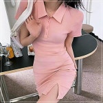 NF-17 옆트임 미니원피스 반팔 카라 그레이 MWFHGD1E : 더707