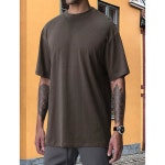 오버사이즈 티셔츠 반팔 루즈핏 드롭 어깨 크루넥 캐주얼 티셔츠 Black Medium : 에프엔씨 FNC