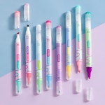 형광펜 8pcs 누워 컬러 세트 듀얼 사이드 형광 매직 아트 마커 라이너 드로잉 사무실 학교 F7543 : 해외마켓메이트