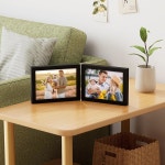 데코홈 더블 가로, 이중 폴드 블랙 액자, 엔지니어드 디스플레이용 우드 7x5 플렉시글라 4x6 Black : 파이리의저녁밥상