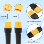 MOOKEERF 2PCS XT60 확장 케이블 10AWG 발전소 배터리용 포함 휴대용 1FT 패널 RC 커넥터 암수 태양광 1FT : 온니픽포유