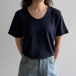 (일부당일) 슈가 유브이넥 스판 데일리 캐쥬얼 반팔티 t0248 : 원피스앤코