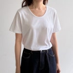 (일부당일) 슈가 유브이넥 스판 데일리 캐쥬얼 반팔티 t0248 : 원피스앤코