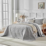 사이즈 120 IN PC 엑스트라 와이드 침대 스프레드 커버 모든 시즌을 위한 키가 소프트 침구 러스틱 아름다운 페이즐리 패턴 그레이 : 룰루랄라1001