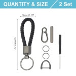 메카닉시 자동차 열쇠고리, 수제 땋은 가죽 열쇠고리 버클 금속 열쇠고리 세트(블랙, 2팩) : 에스델라