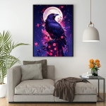Ekuxom Crow 다이아몬드 아트 키트, 5D 문 페인팅 DIY 풀 라운드 드릴 도트 젬 공예품 홈 월 장식 선물 12x16 인치 Sun and Moon-1... 