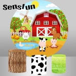 Sensfun 농장 테마 생일 파티 라운드 배경 커버 동물 태양 나무 녹색 초원 나무 아이 생일 배경 JL112 D33(104)x60cmVinyl : 달의상점입니다
