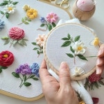 9색 멀티플라워 3D 입체 자수 재료 팩, 초보자를 위한 핸드메이드 DIY 선물, 비디오 설명서 포함, 노란색 : 유니브릿