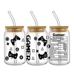 16oz Libbey 안경 랩 컵을위한 UV DTF 스티커 게임 테마 데칼을 사용하기 쉬운 DIY 방수 가능 H1237 : 신부장마켓