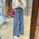NIES [편한핏] 와이드 핀턱 주름 나팔 중청 데님 팬츠 : NIES 니즈
