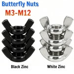 3/5/10/20PCS 너트 탄소강 화이트/블랙 아연 윙 손으로 조이는 M3 M4 M5  White Zinc M4 20pcs : 제이케이유통28