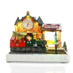 산타가 있는 VCUTEKA 크리스마스 빌리지 하우스, 빅토리아 컬렉션 건물, 홀리데이 테이블 디스플레이 또는 홈 데코를 위한 조명이 켜진... 