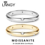LNNGY 반지 위한 원래 925 실버 커플 섬세한 쌓을 수있는 밴드 눈부신 gold color 4 5 moissanite : 제이케이유통28