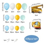 차량 테마 풍선 화환 아치 키트 크레인 굴삭기가  노란색 화이트 파란색 생일 트럭 운전사 알루미늄 호일 감사 데이 빌딩 파티 장식 : 코제랑떼