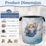 귀여운 고양이 세탁 바구니, 접이식 옥스포드 천 바다 거북이 산호 세탁 바구니, 손잡이 포함, 20.8 x16 토트백 의류 보관 버킷 세탁실/목욕탕... 