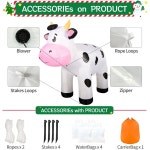 6.5피트 크리스마스 소 모양 풍선 장식, 귀여운 젖소 내장 LED 조명, 야외 마당 농장 잔디 장식 1 미국 : 유니브릿