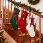 빈 크리스마스 스타킹 이름표 DIY 나무 태그 벨벳 비즈와 리본 걸이 트리용 홈 팜하우스 데코 선물 클래식 T7IBW 클래식 색상 : 트러스토라
