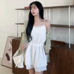 어깨끈조절 허리조절 레이어드템 프릴 레이스 캉캉 2단 미니원피스 (2color) : 하율랑hayul