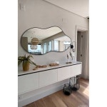 포티조 불규칙 벽 거울 24 46인치 장식용 블랙 모던 비대칭 추상 욕실 침실 거실 현관 20 36black 20 L x 36 W : 모던스케잎