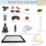 마음챙김 명상 및 일일 스트레스 완화를 위한 액세서리 세트가 포함된 완전한 미니 데스크탑 정원 샌드 아트 박스 P9YB : 쇼퓡몰