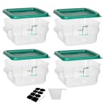 BIEAMA 4팩 식품 저울이 9L 2쿼트 용기 보관 뚜껑이 정사각형 있는 2Qt 4 Pa Gr n Lids : 둘봉지2