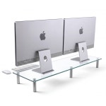 비컴피 강화유리 듀얼 모니터 받침대 와이드 1000 높은 거치대 높이조절 기본형 : 비컴피