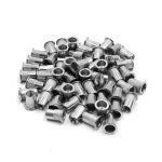 자동차 실버 톤용 RUILOGOD 60PCS 6MM 나사산 다이아 스테인리스 스틸 플랫 헤드 리벳 너트(ID 7D4 8F1 682 18F 155) : 플레오나