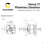 Cloudray Nema17 유성 기어 모터 감속기 비율 51 101 201 Nema17 스테퍼 모터용 5mm 입력 : 제스128