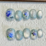 10개입 심플 수제 인조 손톱 나비 핑크 캣츠아이 짧은 라운드 네일 팁 다이아몬드 디자인 프레스온 : 네이모아스토어