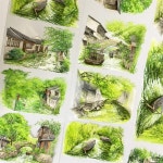 와시 펫 테이프 저널 A166 우젠 이멍 스튜디오 징 고대 스타일 스크랩북 계정 플로우 헴프 DIY 스티커 : 반월마켓14