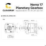 Cloudray 유성 기어 모터 감속기 비율 개방형 폐쇄 루프 모터용 51 101 151 201 251301 5mm 입력 Nema17 : 제스128