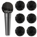 KTV 홈 노래방 뉴스 인터뷰용 일회용 부직포 마이크 윈드스크린 보호 캡 커버 100PC Black : 더엠제이컬렉션
