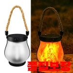 태양 불꽃 램프 USB 충전식 캠핑 라이트 교수형 안뜰 장식 대마 로프와 정원 랜턴 조명 : 한스글로벌상사