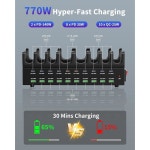 다중 장치용 770W 충전소 듀얼 140W PD PPS 포트가 있는 20포트 USB C 고속 Pro 노트북 태블릿 휴대폰용 멀티 장치 충전 도크 DM-690 : 퍼플j