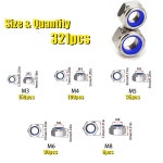 321 등급 A 스테인리스 스틸 너트나일론 잠금 캡 포함 M3-M8 장식 및 과학 용도 그리고 DIY 매니아용 : 동만글로벌8