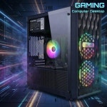 STGAubron 게이밍 PC 데스크탑 컴퓨터, AMD Ryzen 5 5500 최대 4.2GHz, GeForce RTX 3050 6G, 16GB DDR4, 512G SSD, WiF : 리뉴드티어