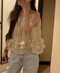 웨이 홀터 블라우스 프릴 러플 캉캉 크롭 나시 러버블리 : 러버블리 lovablely