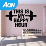 This is My Happy Hour 체육관 인용문 벽 스티커  비닐 장식 룸 피트니스 클럽 데칼  탈착식 보디 빌딩 벽화 : 아온상사kc
