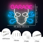 스컬 가라지 네온사인 벽 장식용 LED 자동차 남자들의 숨은 공간 정비소 작업장 생일 선물용 USB 조명 : 하루코퍼레이션30