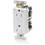 레비톤 15A-125V 엑스트라 헤비 듀티 산업용 등급 날씨/감쇠 저항 듀플렉스 자가 테스트 GFCI 리셉터클, G5262-WTW, 흰색, 15암페어 Ivory... 