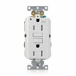 레비톤 15A-125V 엑스트라 헤비 듀티 산업용 등급 날씨/감쇠 저항 듀플렉스 자가 테스트 GFCI 리셉터클, G5262-WTW, 흰색, 15암페어 Ivory... 
