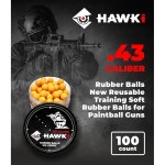 eAj 호키 고무공 .50 또는 .43Cal 재사용 가능한 훈련용 소프트 고무공 페인트볼 건에 덜 치명적입니다 Black x 100 .43 : 판부몰T