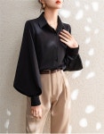 여성 벌룬소매 셔츠카라 블라우스 데일리(LY) : 언니가골랐어