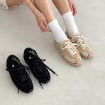 [G2349] 스웨이드 메쉬 펀칭 레이스업 플랫 스니커즈 : 새로이클라쓰