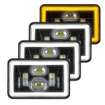 브레이브웨이 4x6 LED 헤드라이트, 화이트/앰버 헤일로, 밀폐형 빔 K-W T800 T600 P-T 357 379 프레이트잉거 커틀라스 H4651 H4652... 