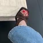[G2492] 스웨이드 크로스 스트랩 슬링백 하이힐 샌들 9cm : 새로이클라쓰