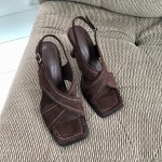 [G2492] 스웨이드 크로스 스트랩 슬링백 하이힐 샌들 9cm : 새로이클라쓰