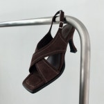[G2492] 스웨이드 크로스 스트랩 슬링백 하이힐 샌들 9cm : 새로이클라쓰